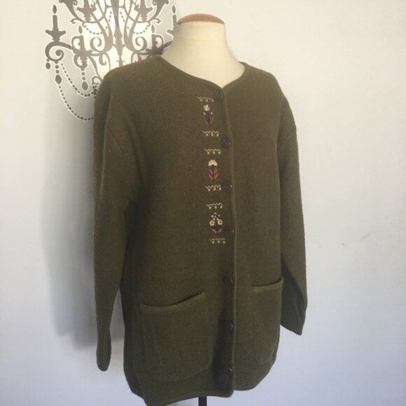 Vintage wool cardiganjacket sweater Sz M - Picture 3 of 6